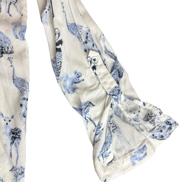 Maeve Anthropologie Fauna Animal Print Button Front Boho Chic Tunic Top Size M - Picture 5 of 9